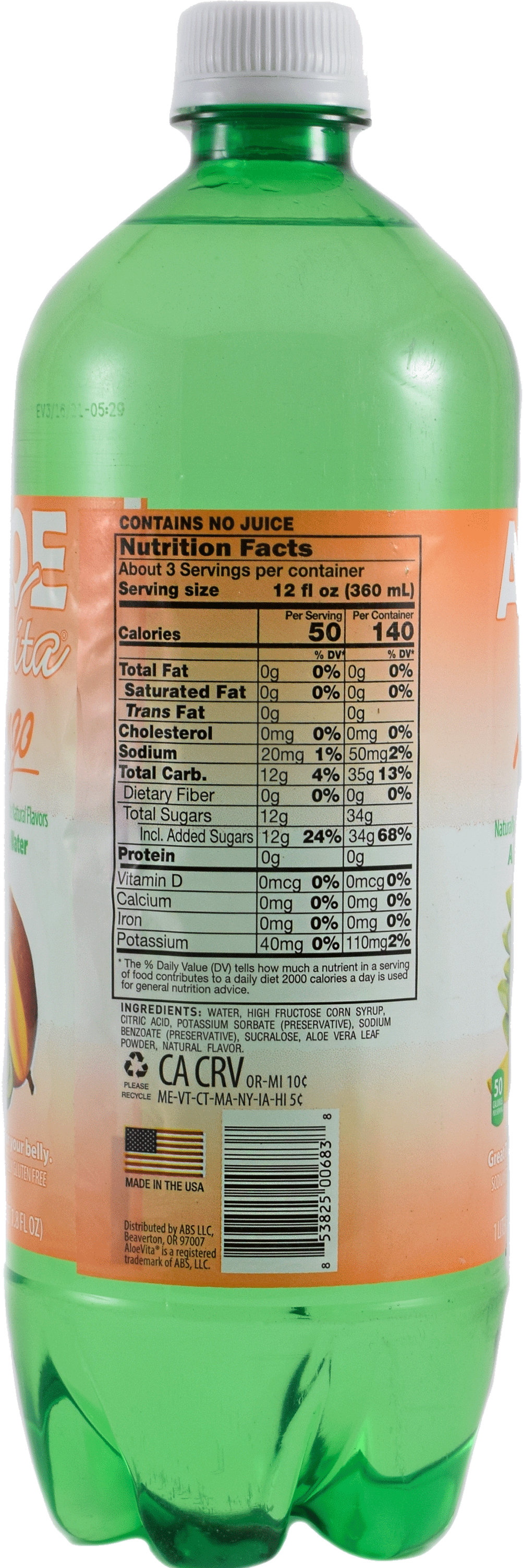 AloeVita 1 liter mango nutritional facts